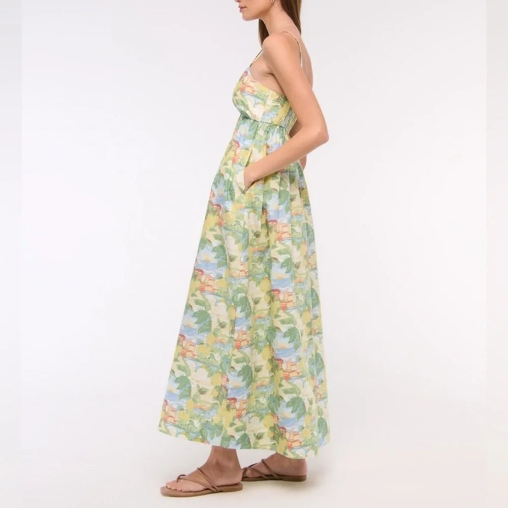 Abercrombie & Fitch Sweetheart Babydoll Maxi Dress Yellow Print